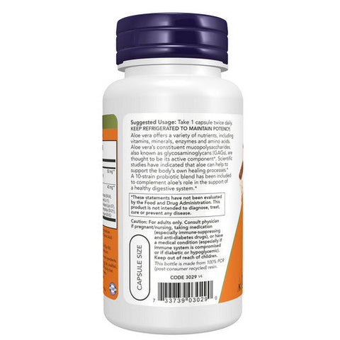 Now Foods, Aloe 10,000 & Probiotics, 60 Veg Capsules Now Foods