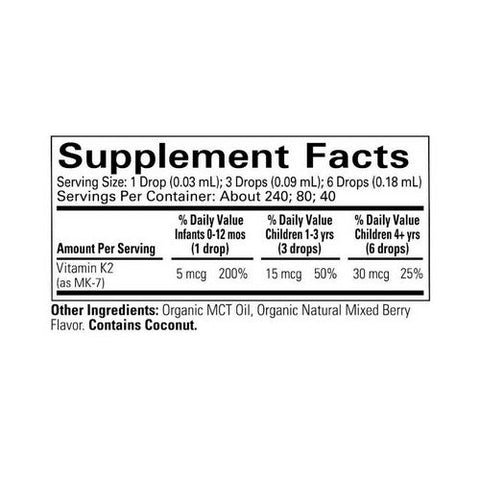 Child Life Essentials, Organic Vitamin K2 Drops Natural Berry, 5 Mcg, 0.25 Oz Child Life Essentials