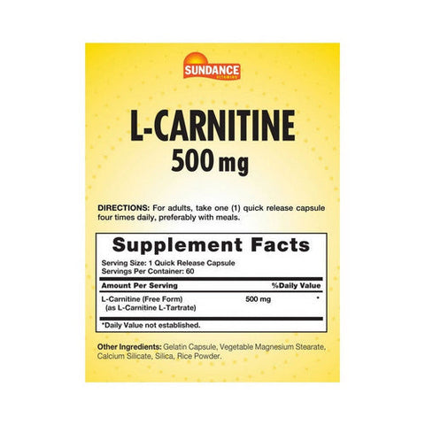 Sundance, L-Carnitine Supplement, 500 Mg, 60 Caps