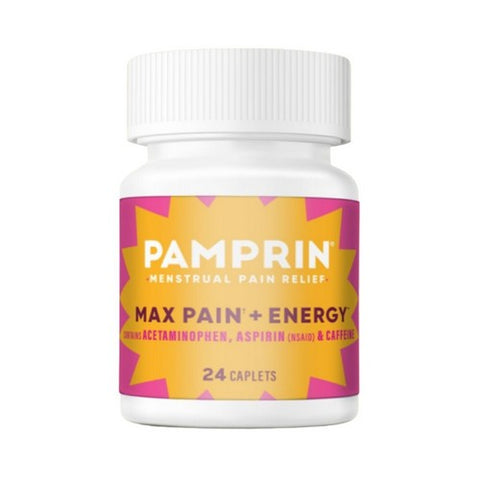 Pamprin, Max Pain Plus Energy Menstrual Pain Relief Caplets, 24 Tabs Pamprin