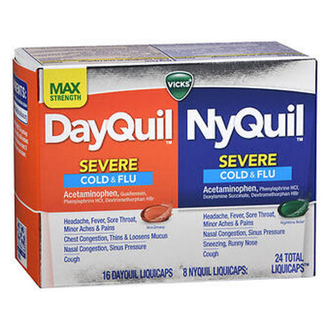 DayQuil, Nyquil Severe Cold & Flu Liquicaps, 24 Tabs Vicks