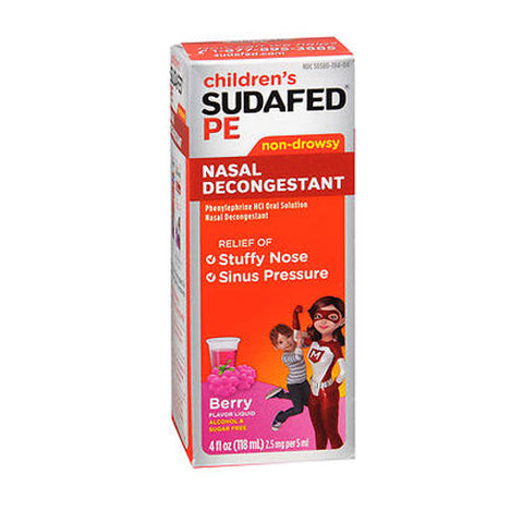 Sudafed Pe, Children's Nasal Decongestant Liquid Berry, 4 Oz Sudafed Pe
