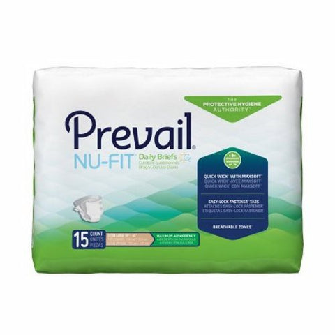 First Quality, Unisex Adult Incontinence Brief Nu-Fit X-Large Disposable Heavy Absorbency, Count of 15 First Quality