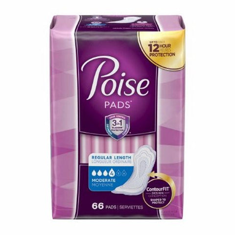 Bladder Control Pad Poise  10.9 Inch Length Moderate Absorbency Absorb-Loc  Core Regular Adult Femal 66 Count by Poise