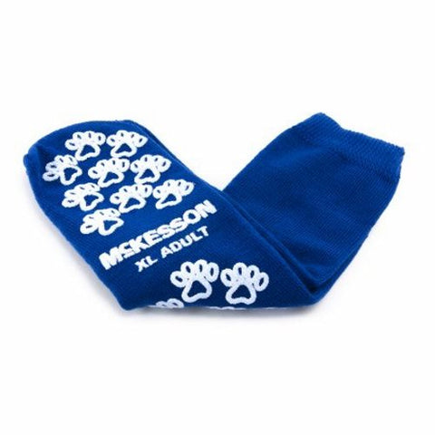 Slipper Socks Unisex Adult X-Large Single Tread Single Patient Use Royal Blue 40-3816 1 Pair by McKesson