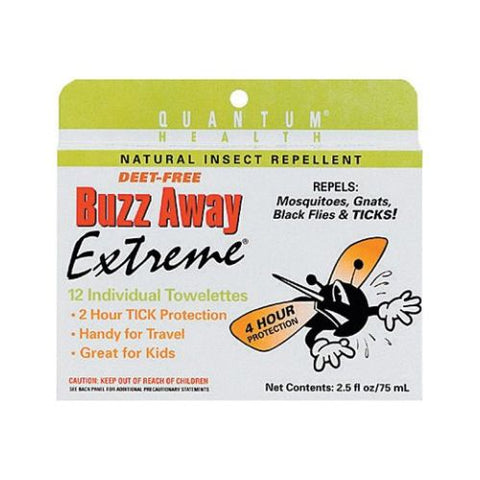 Quantum Health, Buzz Away Extreme Towelettes, 12 Pieces