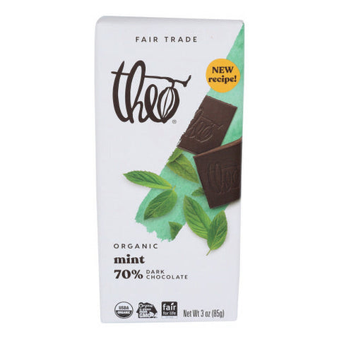 Theo Chocolate, Mint Dark Chocolate Bars, 3 Oz(Case Of 12) Theo Chocolate