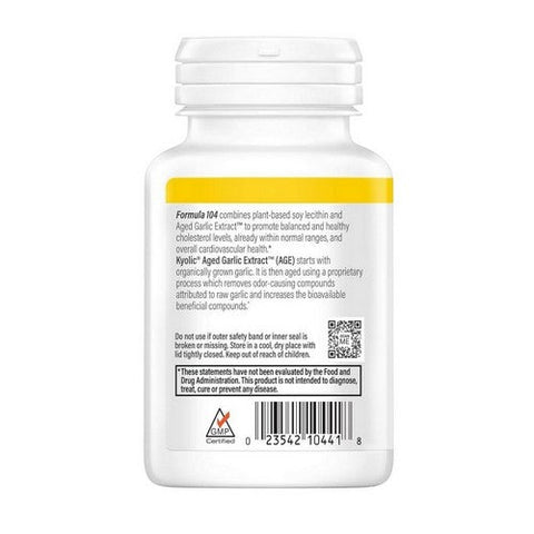 Kyolic, Aged Garlic Extract Cholesterol Health With Lecithin Formula 104, 100 Caps Kyolic