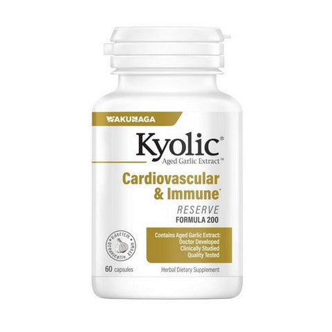 Kyolic, Aged Garlic Extract Cardiovascular And Immune Reserve Formula 200, 60 Caps Kyolic