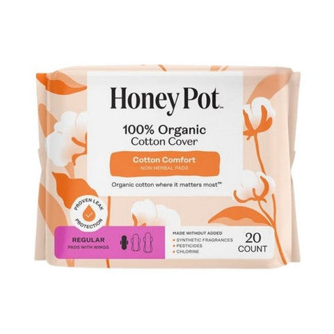 The Honey Pot, Organic Cotton Cover Cooling Herbal Infusion Pads Regular, 20 Count The Honey Pot