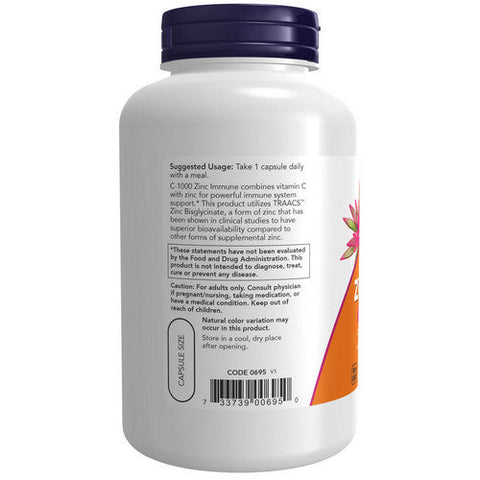 Now Foods, C-1000 Zinc Immune, 180 Veg Caps Now Foods