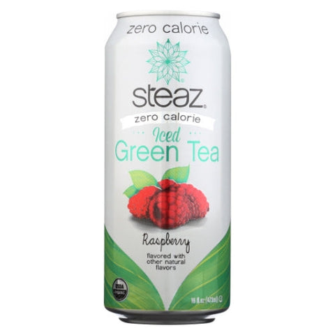 Steaz, Organic Zero Calorie Iced Green Tea Raspberry, 16 Oz (Case of 12) Steaz