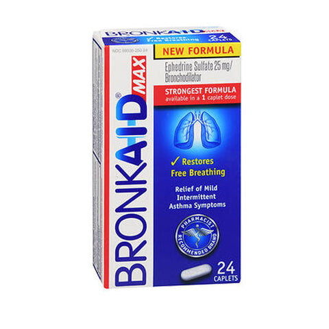 Bronkaid, Max Strongest Dual Action Formula Asthma, 25 mg, 24 Caps Bronkaid