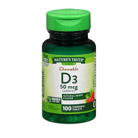 D3 Chewable Tablets Natural Berry Flavor 100 Chews by Nature's Truth