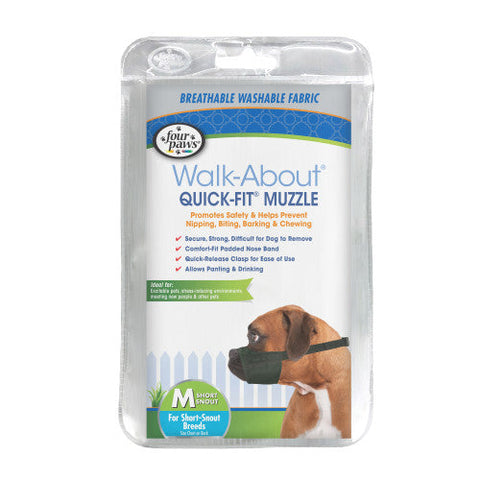 Four Paws, Four Paws Walk-About Quick-Fit Dog Muzzle, 1 Each/3 - Medium Short Snout