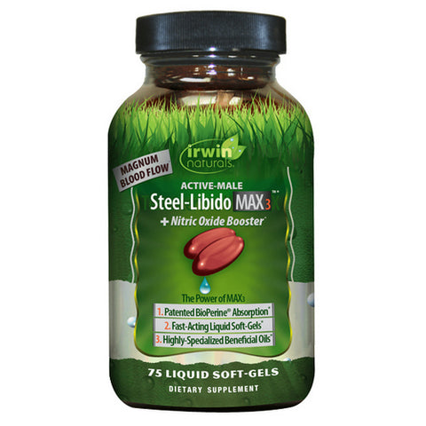 Irwin Naturals, Steel Libido Max3 + Nitric Oxide Booster, 75 Softgels Irwin Naturals