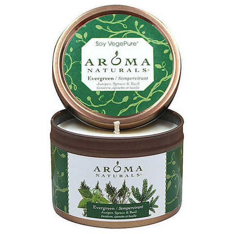 Evergreen Candle Small Tin 3 Oz by Aroma Naturals