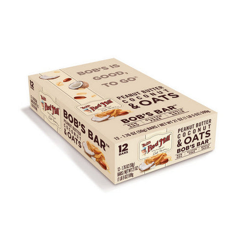 Bobs Red Mill, Peanut Butter Coconut And Oats Bos Bar, 12 Bars Bobs Red Mill