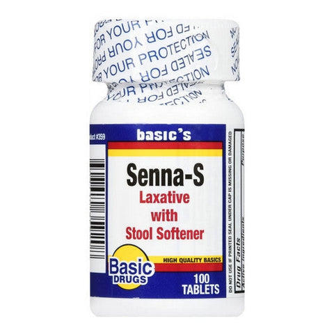 Basic Drugs, Senna-S Laxative With Stool Softener, 100 Tabs Basic Drugs