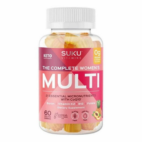 SUKU Vitamins, The Complete Women's Multi Gummy Vitamin Peach And Pineapple, 60 Gummies SUKU Vitamins