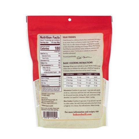 Bobs Red Mill, Organic Creamy Wheat Hot Cereal, 24 Oz(Case Of 4)
