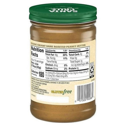 Santa Cruz, Organic Creamy Dark Roasted Peanut Butter, 16 Oz(Case of 12)