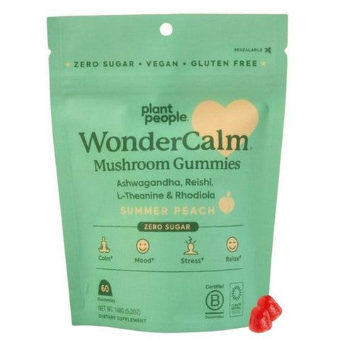Plant People, WonderCalm Mushroom Summer Peach, 60 Gummies Plant People