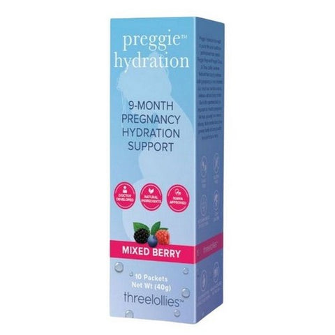 Preggie Hydration Support Mixed Berry 10 Count by Three Lollies