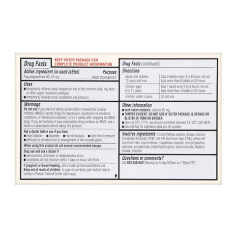 Foster And Thrive, Maximum Strength Nasal Decongestant Pseudoephedrine Hcl, 30 Mg, 96 Tabs Foster And Thrive