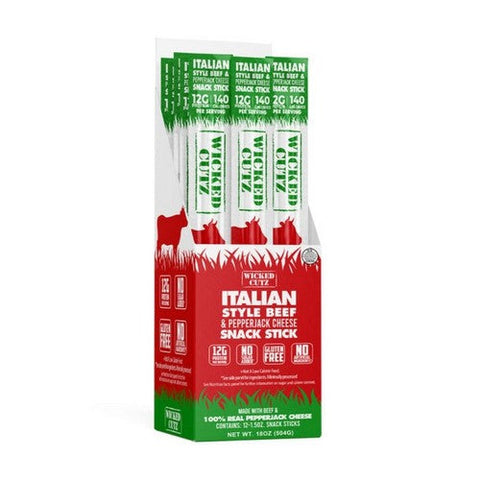 Wicked Cutz, Beef Italian Style Cheese, 1.5 Oz (Pack Of 12) Wicked Cutz