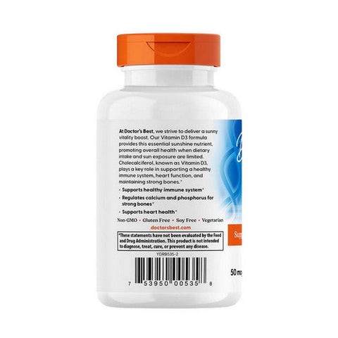 Doctors Best, Vitamin D3, 50 Mcg (2,000 IU), 180 Veggie Softgels Doctors Best
