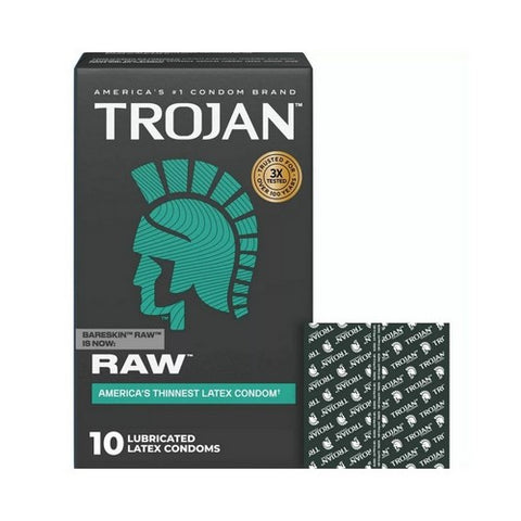 Trojan, Bareskin Raw Lubricated Latex Condoms, 10 Count Trojan