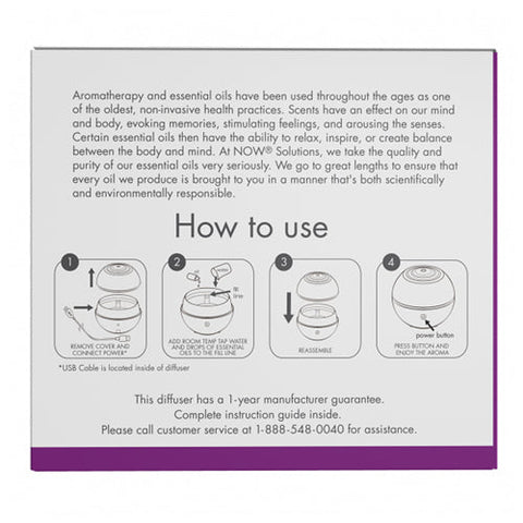 Now Foods, Aroma Orb Ultrasonic USB Oil Diffuser, 1 Count Now Foods