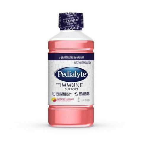 Pedialyte, Immune Support Raspberry Lemonade Electrolyte Hydration Drink, 33.8 Oz Pedialyte