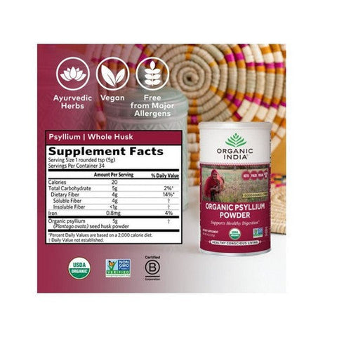 Organic India, Organic Psyllium Powder, 6 Oz Organic India