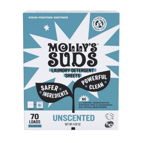 Laundry Detergent Sheets Unscented 70 Loads by Molly's Suds