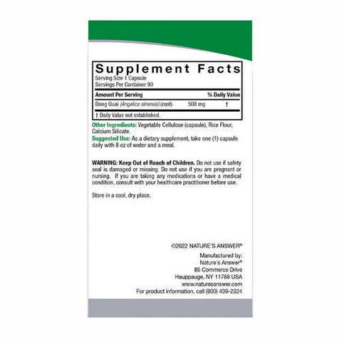 Nature's Answer, Dong Quai Root, 500 Mg, 90 Veg Caps Nature's Answer
