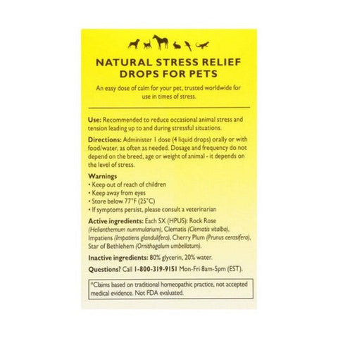 Bach, Original Flower Remedies Rescue Remedy Pet Natural Stress Relief, Dropper, 10 Ml