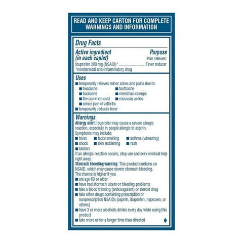 Advil, Ibuprofen Pain Reliever Fever Reducer, 200 mg, 100 Caplets
